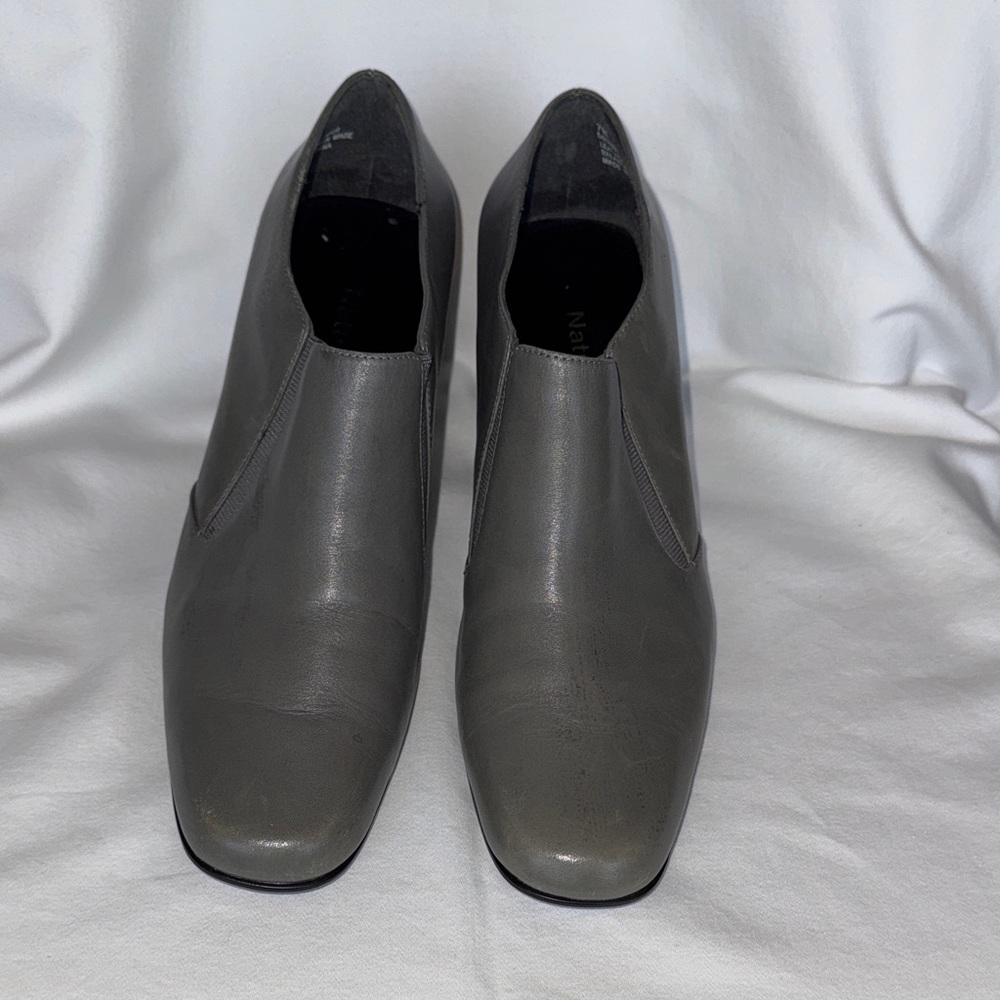 Naturalizer Women’s Gray Leather Slip on Ankle Booties
